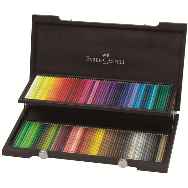 Wooden box set of the Faber Castell Polychromos Coloured pencils