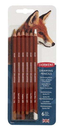 Derwent Drawing coloured pencils blister pack of 6