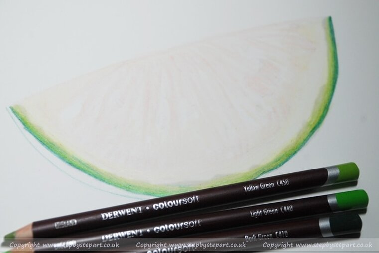 derwent coloursoft pencils and watermelon drawing for a tutorial