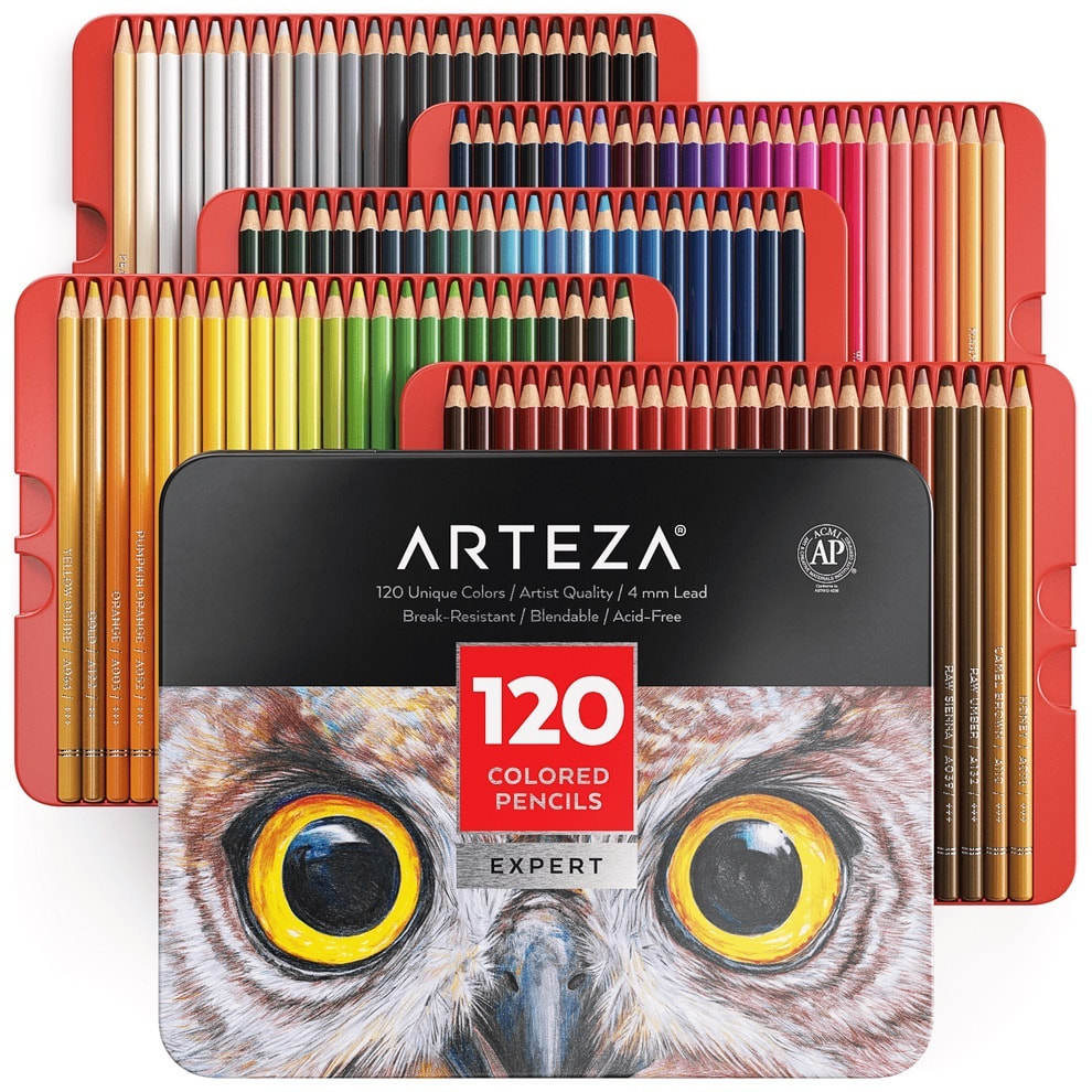 Arteza colored pencils - tin of 120 colours