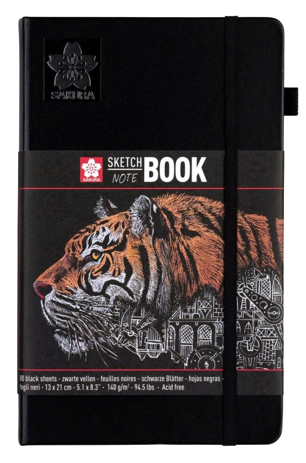 Royal Talens Sakura  sketchbook black pad - Tiger drawing