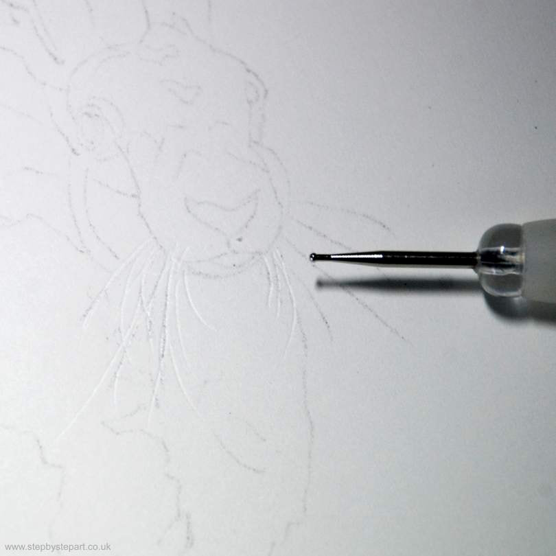 Outline of a hare. Emboss tool for whiskers