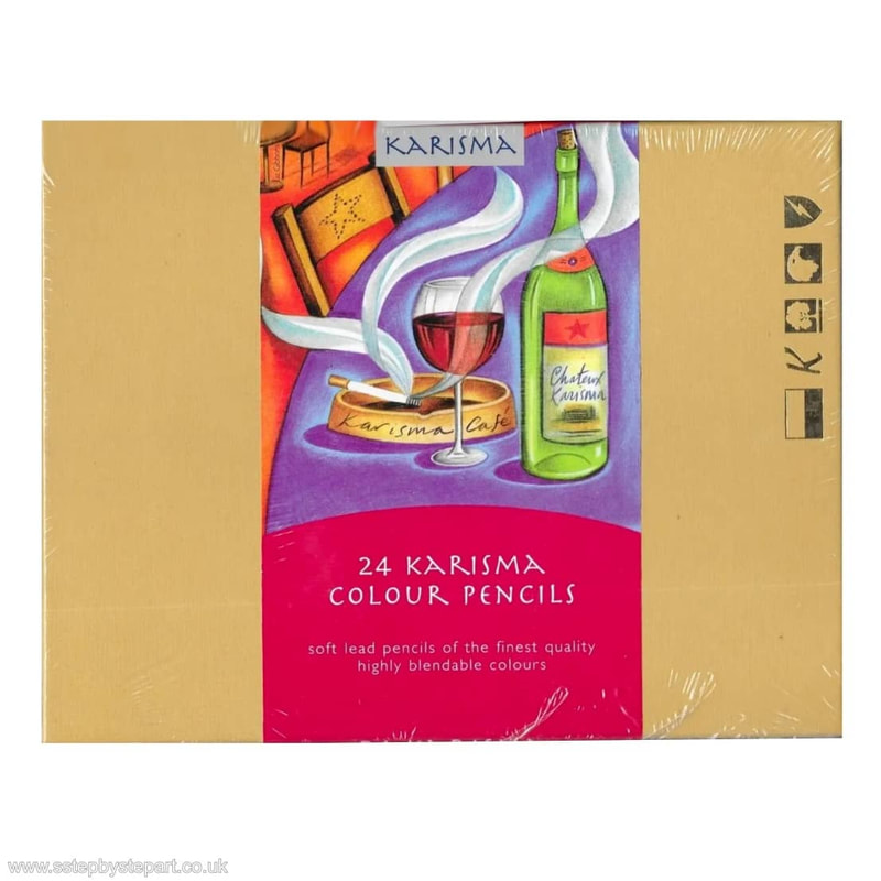 Photo of a 24 box mixed colours set of Sanford/Berol Karismacolor pencils.