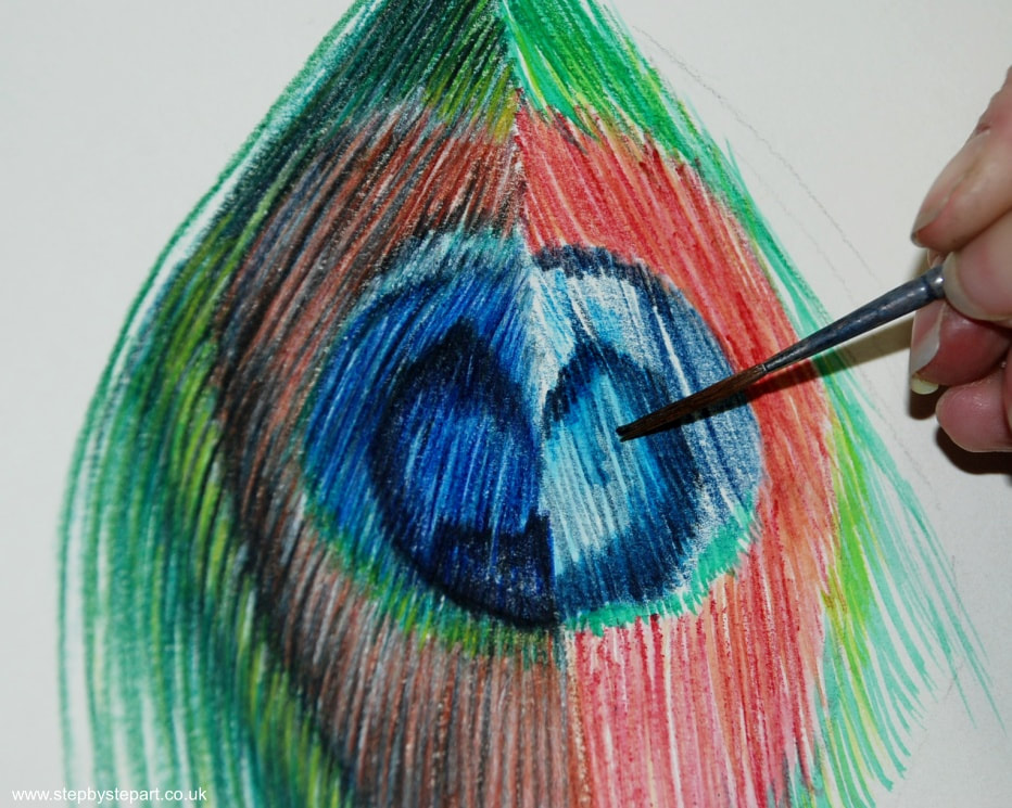 Activating the colour in the Derwent Inktense pencils