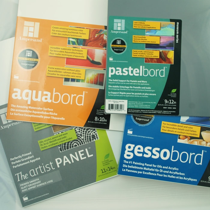 Ampersand panels - Aquabord, Pastelbord, Gessobord and The Artist's panel