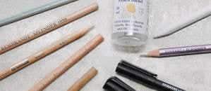 Blender pencils, solvent and powder for Coloured pencils