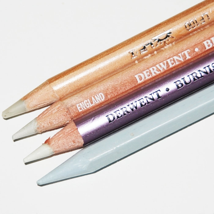 Derwent blender and burnisher pencils, Prismacolor premier blender and Caran d'Ache Full blender