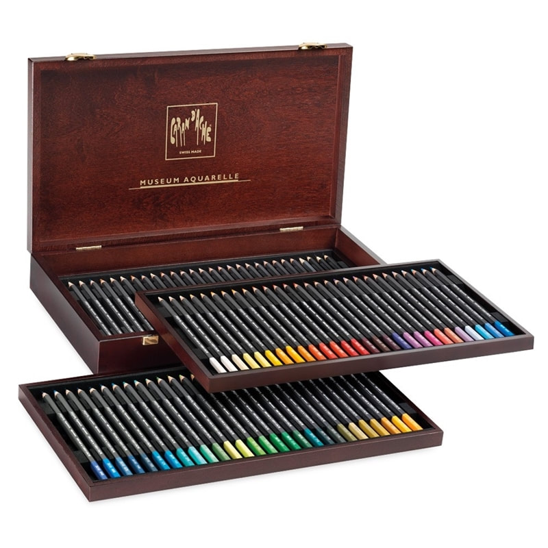 Caran d'Ache Museum Aquarelle coloured pencils in wooden box