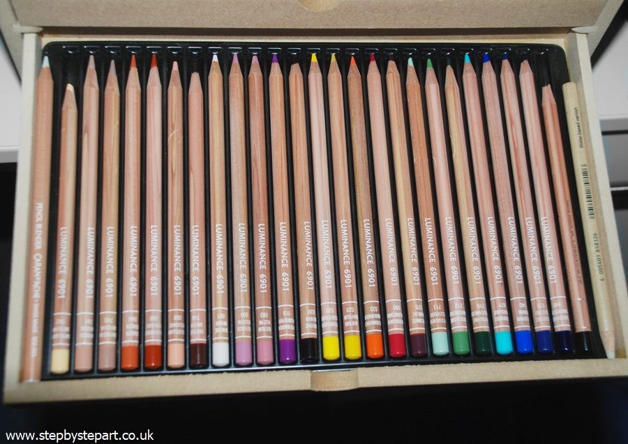 25 Portrait colours in the Caran d'Ache Luminance pencil range stored in the pencil storage rack - KX Rack Creations by Rod