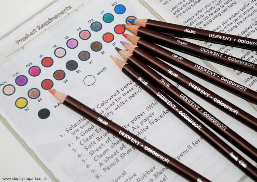 colour chart from a coloured pencil workshop and derwent coloursoft pencils