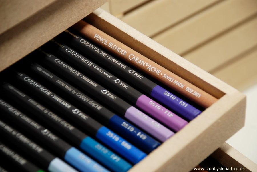 Caran d'Ache Museum Aquarelle and blender pencils stored in the KX Rack from Creations by Rod