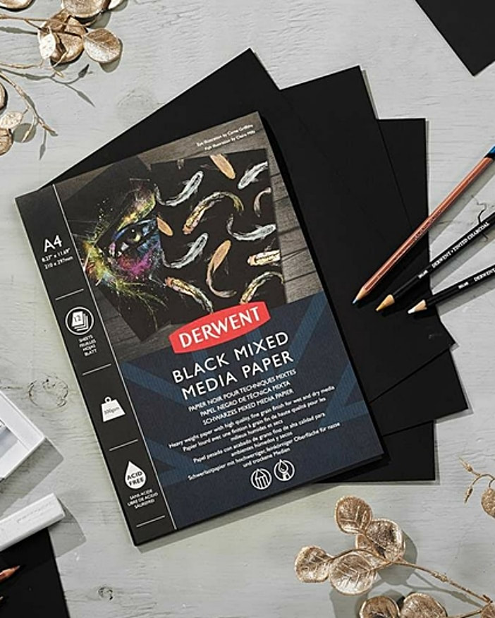 Derwent Mixed Media black paper A4 pad - New product