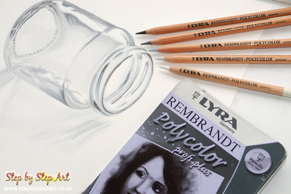 Lyra Rembrandt polycolor profi-plus cool greys and glass jar drawing