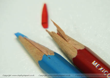 Damaged barrels of Prismacolor Verithin coloured pencils 