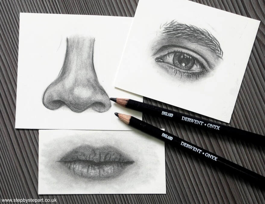 Facial features created using Derwent Onyx pencils