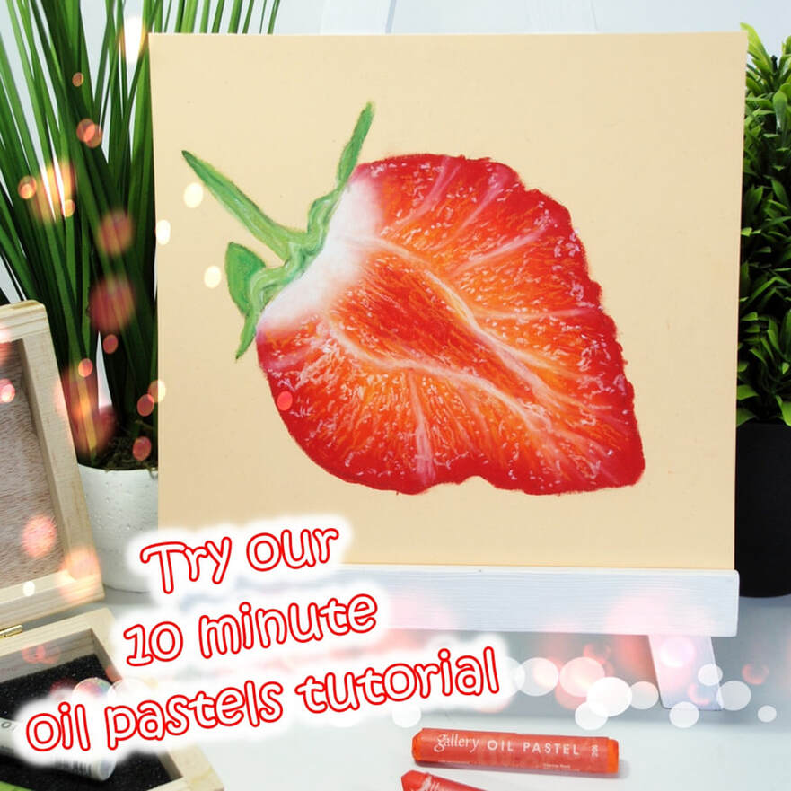 Juicy strawberry oil pastel painting for a tutorial