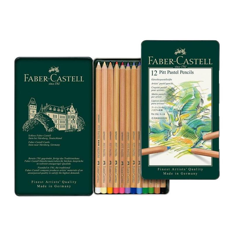 Tin of 12 colours - Faber Castell PITT pastel pencils