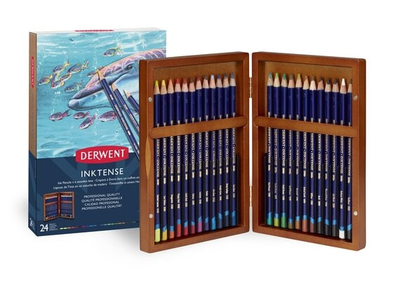 Derwent Inktense pencils wooden box set of 24