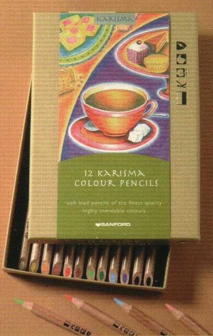 Photo of a 12 box mixed colours set of Sanford/Berol Karismacolor pencils. Made in the USA