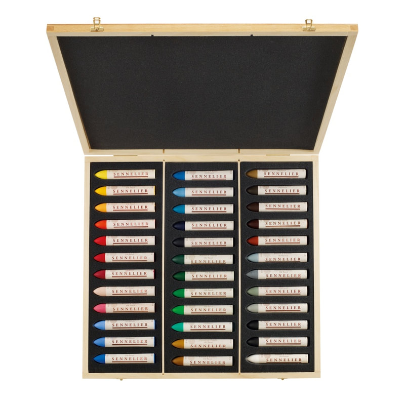Sennelier oil pastels - 36 colours in a wooden box