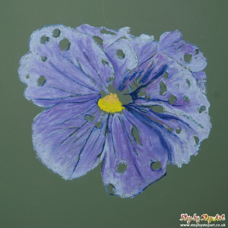 lavender tones applied to a pastel violet flower drawing