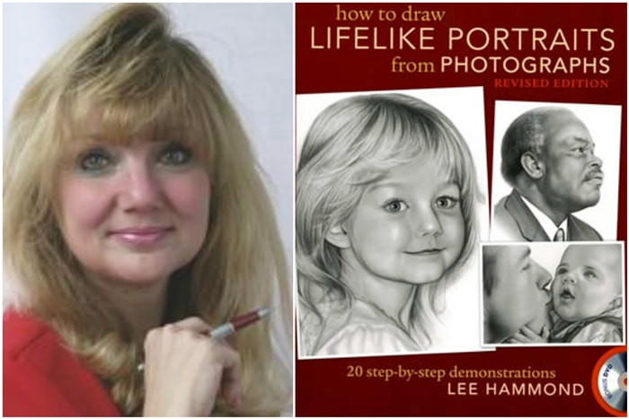 Lee Hammond artist image and her lifelike portraits demonstration book 