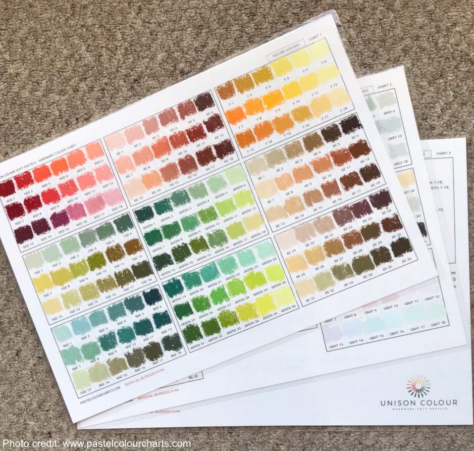 New colour charts of the Unison pastels
