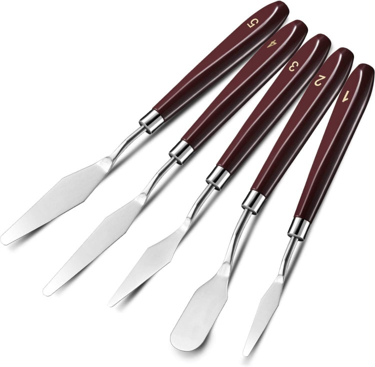 Brown handled palette knives
