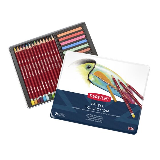 Derwent pastel pencils and pastel blocks tin