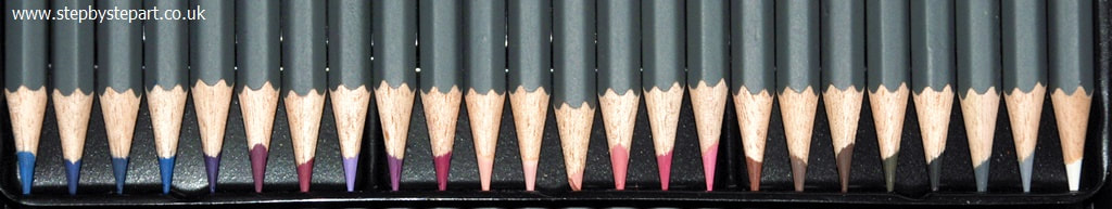 WH Smith colouring pencils 48 colour set Blue's, Purple's, Peach and Pinks, Browns, Greys, Black and White
