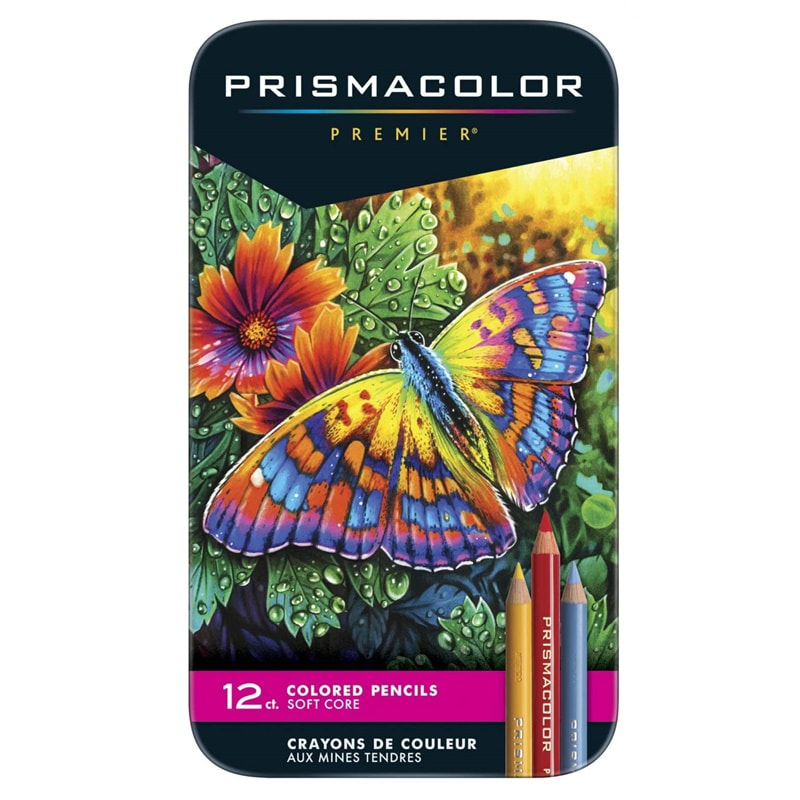 Prismacolor tin of 12 colours (Butterfly cover design)