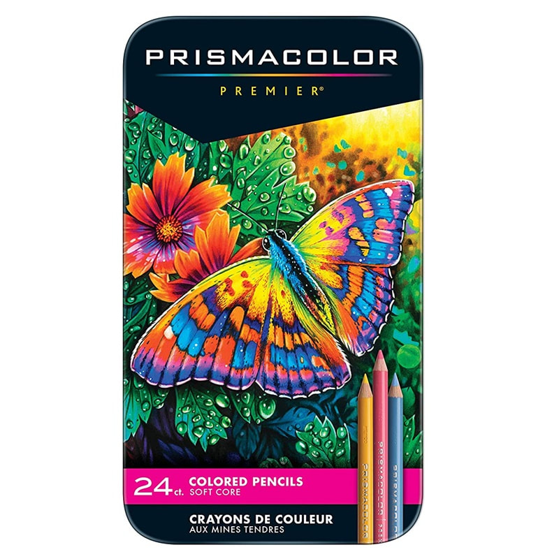 Prismacolor tin of 24 colours (Butterfly cover design)