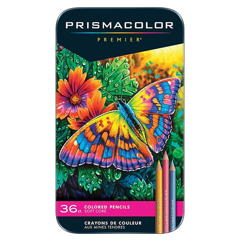 Prismacolor tin of 36 colours (Butterfly cover design)
