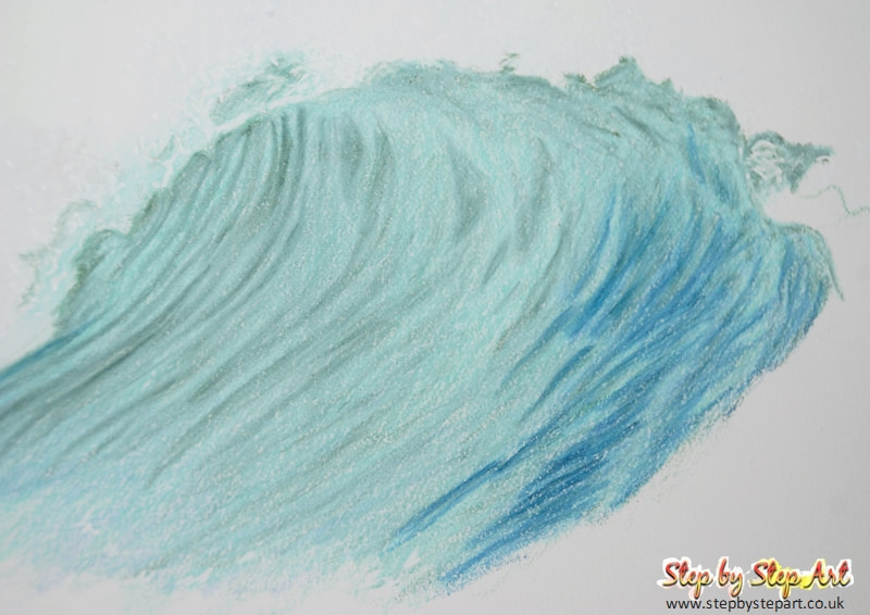 Image of a coloured pencil drawing of waves for a tutorial