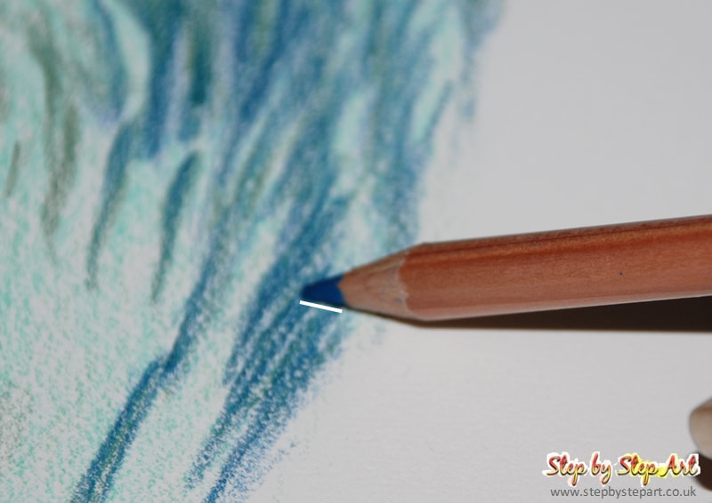 Pacific Blue tone on a waves coloured pencil tutorial