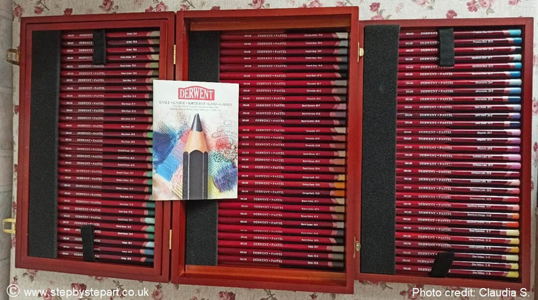 Derwent pastels - vintage set of 72 in wooden box