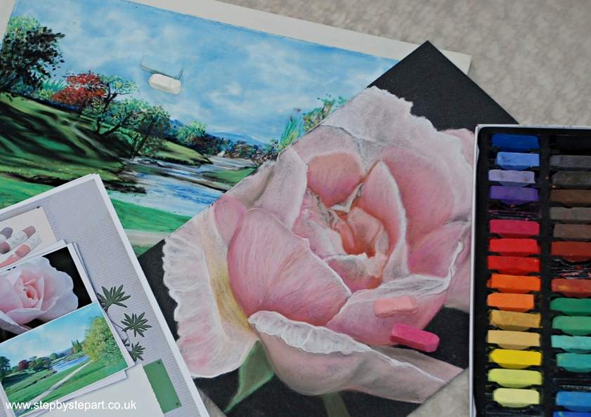 Chatsworth House garden and Pink Rose created using Inscribe pastels