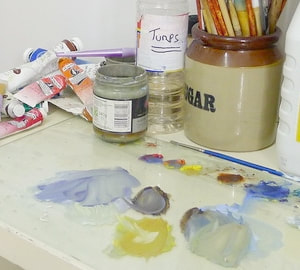 An oil painters tools