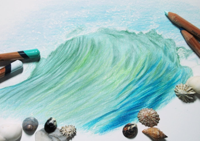How to achieve movement in water using coloured pencils