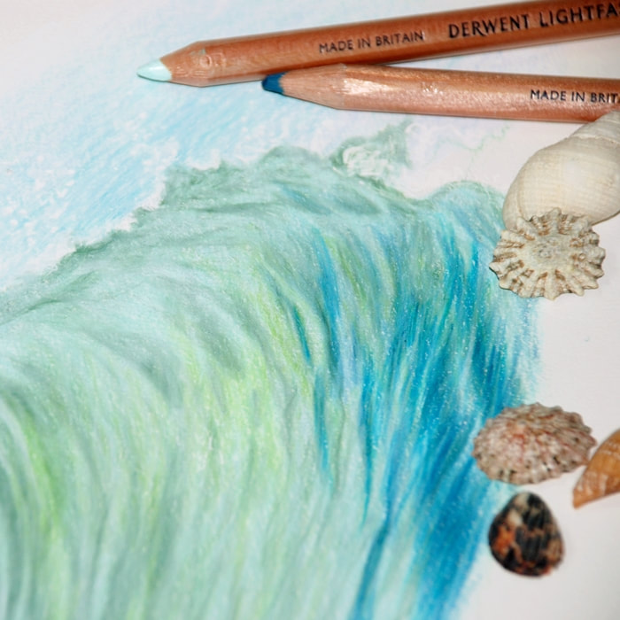Drawing waves using Derwent Lightfast pencils